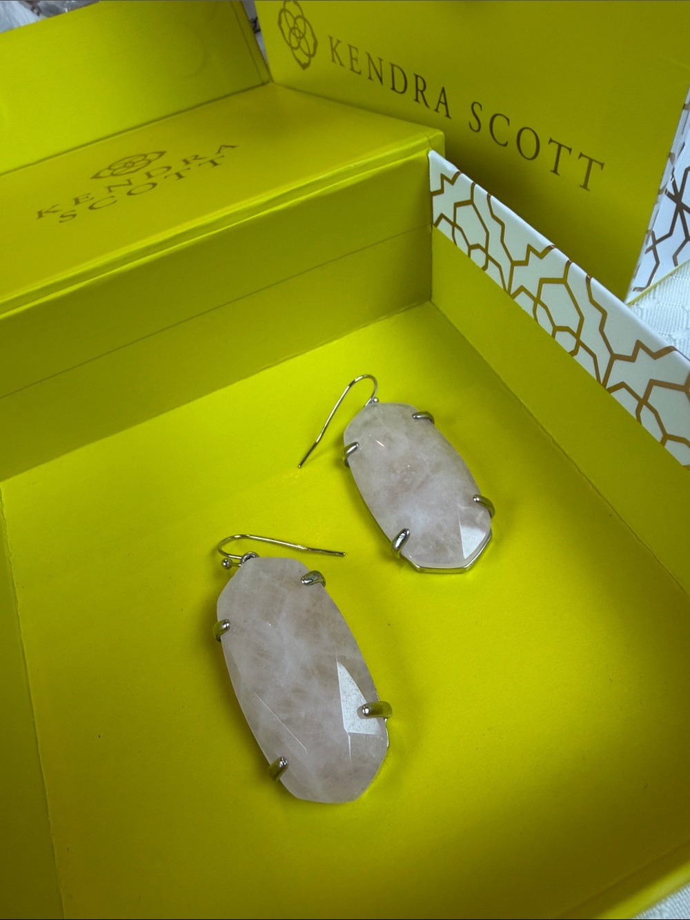 Kendra Scott Soft Pink Faceted Stone Drop Earrings